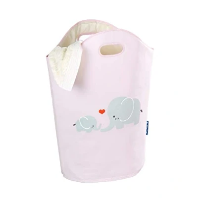Image of WENKO Laundry collector Kids Elli, Polyester, Pink/beige, 40 x 52 20 cm