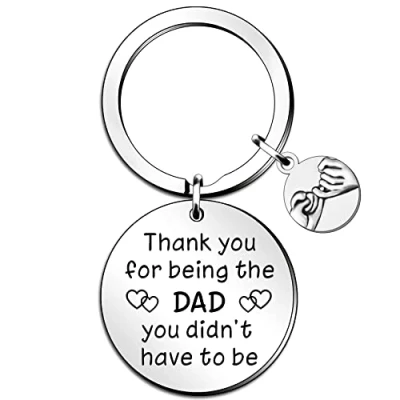 Image of QMVMV Step Dad Keyring Gifts Father’s Day from Daughter Son, Birthday Gift for Dad, Thank You Being The Didn’t Have to Be