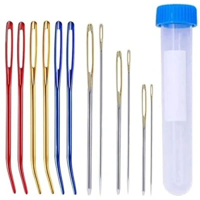 Image of Large Eye Needles for Hand Sewing, Wool Needles, Darning Yarn, Tapestry Needle Knitting, Blunt Sewing Knitting Crochet Projects (Blue, Large)