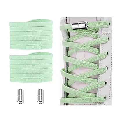 Image of Alegrianan No Tie Shoelaces, Elastic Shoelaces for Adults/Kids，Elastic Shoe Laces, Light Green, XL