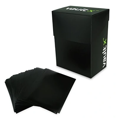 Image of Vault X Deck Box and 100 Black Card Sleeves Medium Size for Approx 80 Sleeved Cards PVC Free Self Closing Protective Holder TCG CCG (Medium w/Sleeves)