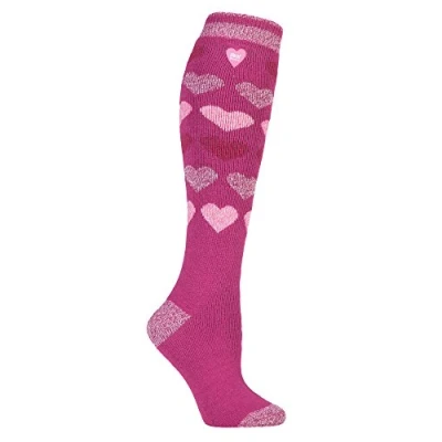 Image of HEAT HOLDERS Lite Ladies Thin Extra Long Knee High 1.6 TOG Patterned Winter Warm Thermal Socks (4 8 UK, Shaw)
