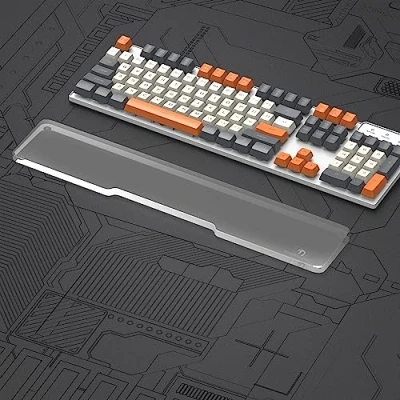 Image of MAMBASNAKE CNC Acrylic Wrist Rest for Full Size 100% Keyboard Hand Support Anti Slip Rubber Feet Ergonomic Cushion Palm Office/Gaming/Typing/Laptop 104 Keys