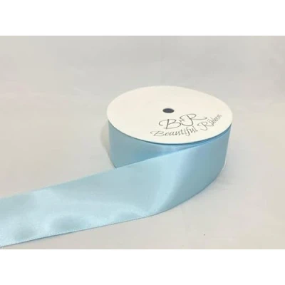 Image of 2 metres x 38mm Satin Ribbon Duck Egg Light Blue Double Sided 38 mm 3.8cm