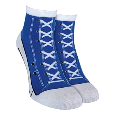 Image of Sock Snob 2 Pairs Unisex Adult Socks that look like Shoes/Sneakers/Baseball Boots (6 11 uk, Light Blue)