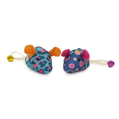Image of Rosewood Jolly Moggy Patchwork Mice Duo, Cat Toy