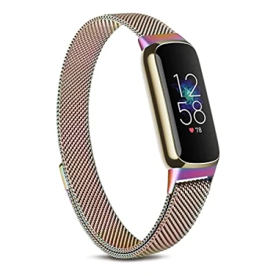 Image of Demark Strap Compatible with Fitbit Luxe Strap, Adjustable Stainless Steel Loop Mesh Magnetic Replacement for Fitness Tracker Women Men(Multi Color)