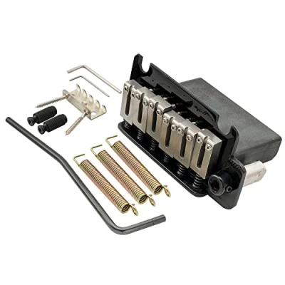 Image of Musiclily Pro 52.5mm 2 Point Tremolo Bridge Steel Saddles Block for American Strat Style Electric Guitar, Black