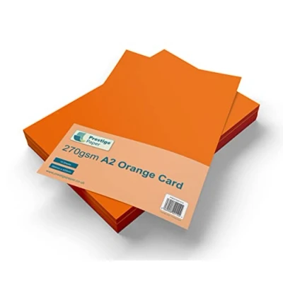 Image of A2 Orange Card Stock x 10 Sheets, 270gsm (594mm 420mm) Prestige Paper