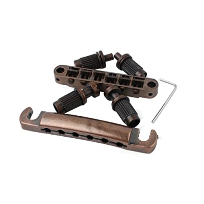 Image of Guyker Guitar Tune O Matic Bridge and Stop Bar Tailpiece Combo with Anchors Studs Replacement Compatible LP SG EPI 6 String Electric Guitar(Bronze)