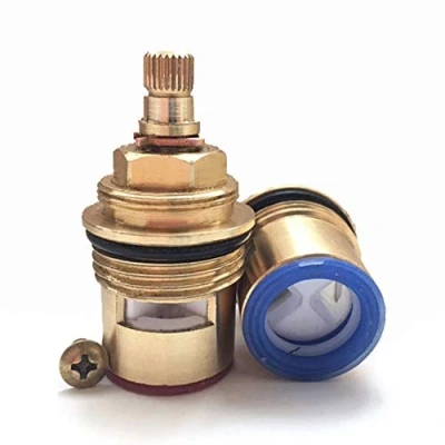 Image of Replacement Bath Tap Cartridge Valve Pair, BSP 3/4&quot;, 24 Spline, 8mm diameter, 53mm Height. Supplied With Solid Brass Screws