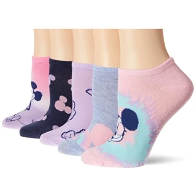 Image of Disney Women&#039;s Mickey Mouse 5 Pack No Show Socks Casual, Pink Assorted, 8 10 UK (Pack of 5)