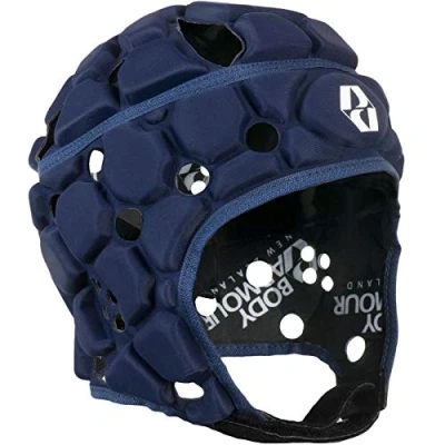 Image of Body Armour Boys Ventilation Rugby Scrum Cap Head Guard Navy LB