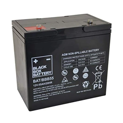 Image of 12V 55Ah Black Box Sealed Lead Acid Mobility Scooter Battery