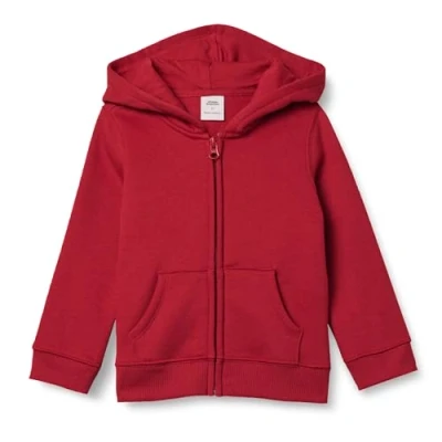 Image of Amazon Essentials Girls&#039; Fleece Zip Up Hoodie Sweatshirt, Red, 2 Years