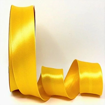 Image of Yellow Byetsa Satin Fold 30mm Bias Binding on a 25m Roll