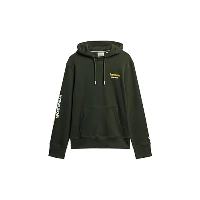 Image of Superdry Men&#039;s Sportswear Logo Loose Hood Sweatshirt, Academy Dark Green, S