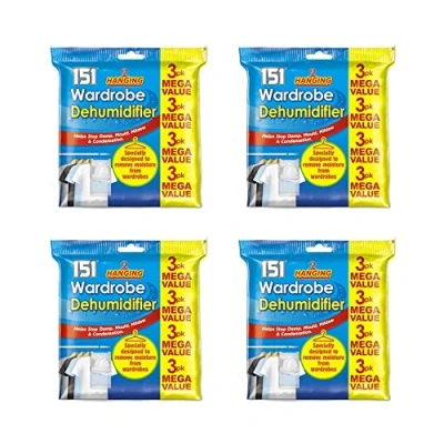 Image of ZOPPER 12pk Hanging Wardrobe Dehumidifier Helps Stop Mould, Damp, Mildew, Moisture and Condensation Specially Designed To Removes From