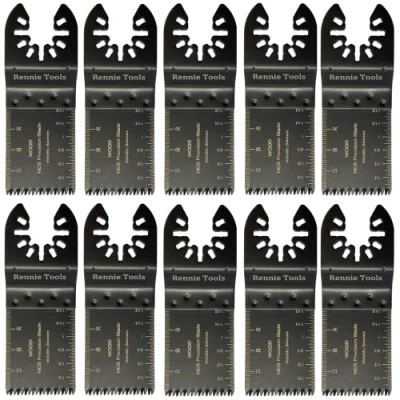 Image of Pack of 10 x 34mm Wide Coarse Oscillating Multi Tool Blades/Wood Cutter Saw Blades Set Compatible with Dremel Fein Multimaster Makita Stanley Worx Dewalt Etc Multitool Blade