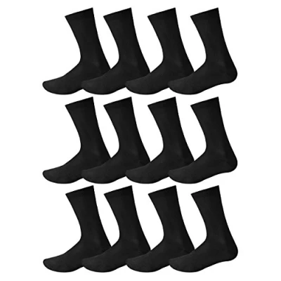 Image of 12 Pairs Mens Designer Patterned Cotton Formal Dress Socks Size UK 6 11 EUR 39 45 (BLACK)