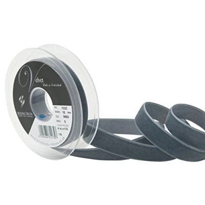 Image of Berisfords Velvet Ribbon, Gris/Fonce, 10.2 x 2.1 cm