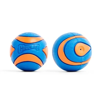 Image of ChuckIt! Ultra Squeaker Ball Dog Toy, Durable High Bounce Floating Rubber Squeaky Ball, Launcher Compatible Toy For Dogs, 2 Pack, Small