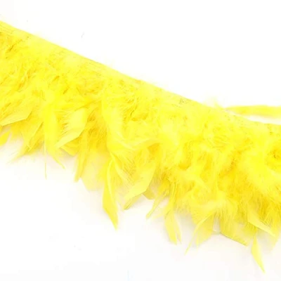 Image of Sowder Turkey Feathers Trim Fringe for Party Wedding Dress Sewing Crafts Costumes Decoration Pack of 2 Yards(Yellow)