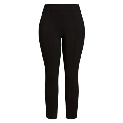 Image of EVANS Slim Leg Pintuck Detail Trousers Women&#039;s Plus Size Curve Black