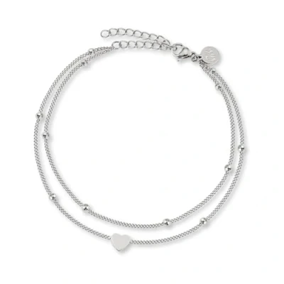 Image of GD GOOD.designs EST. 2015 Anklet Heart for Ladies in Silver Waterproof I Multi row Adjustable Filigree Stainless Steel Ankle Jewellery