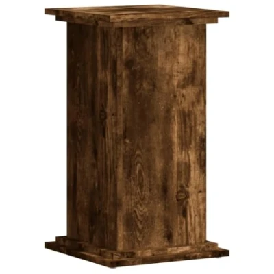 Image of vidaXL Plant stand, flower hollow construction, decorative column, pedestal for plants, items, stool, smoked oak wood material