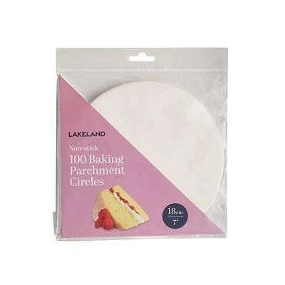 Image of 100 Lakeland Baking Parchment Liner Paper Circles 18cm Non Stick Silicone for Easy Release