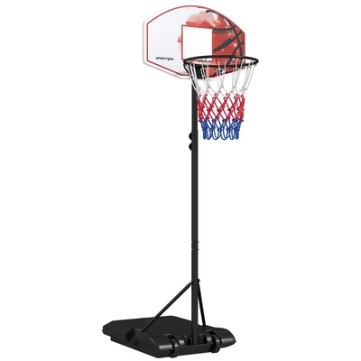 Image of SPORTNOW Height Adjustable Basketball Hoop and Stand, Free Standing Stand Net Set System w/Wheels, Enlarged Base, PE Backboard, 179 209cm