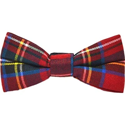 Image of King &amp; Priory Traditional Red Tartan Check Bow Tie, Plaid, Stewart Tartan, Scotland, Highland, Scottish Look