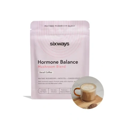 Image of Sixways Hormone Balance, Mushroom Coffee, Decaf Coffee Flavour, Functional Powder, Myo Inositol PCOS Supplement, 30 Servings (150g), Inositol, PMS Support, Vegan, 200ug Chromium
