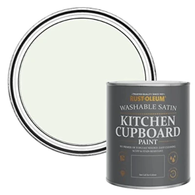 Image of Rust Oleum Off White Scrubbable Kitchen Cupboard Paint in Satin Finish Steamed Milk 750ml