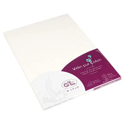 Image of Clairefontaine Ref 48800L G.Lalo Papier Palle Paper Sheets (Pack of 20) A4 in Size, 220gsm Paper, Acid Free &amp; Neutral pH, Printer Compatible Pure Cotton Vellum