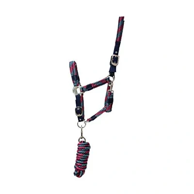 Image of Hy Horse Headcollar and Leadrope, Navy/Raspberry/Sea Blue, Full