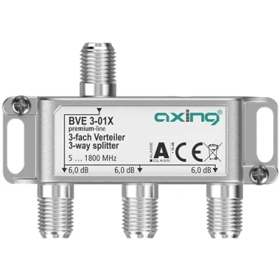 Image of Axing BVE 3 01X Way Splitter 6 dB 5 1800 MHz TV Data Internet Cable