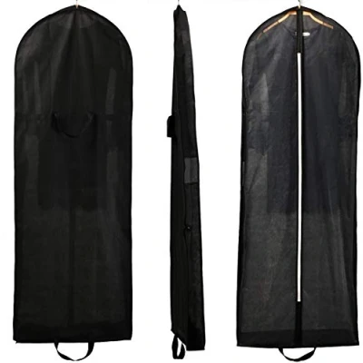 Image of HIMRY® Breathable Garment Clothes Cover Bag 60&quot; Long with Zip, two pockets, for dresses, evening suits, coats, jackets, trousers and longer clothes, KXB107 black