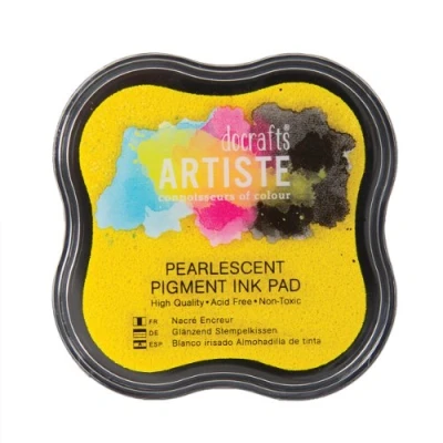 Image of Artiste Pigment Pearlescent Gold Shimmer Ink Pad for Stamping, Embossing Powders, Crafting Supplies, Pigmented Use with Clear Stamps, Rubber Pads are Safe Non Toxic Acid Free