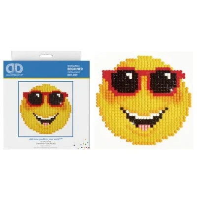 Image of DIAMOND DOTZ Painting Kit, Beginner DD1, Smiling face, 15 x 15cm