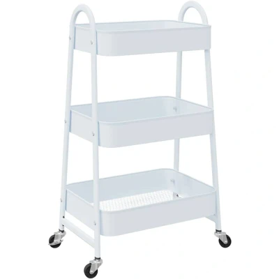 Image of vidaXL Storage Trolley 3 Tier White 42x41.5x77 cm Steel