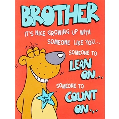 Image of Piccadilly Greetings Humour Birthday Card Brother ,redblackoakgreenorange 8 x 6 inches