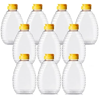 Image of WideSmart 10 Pcs Honey Jar Bottles, Squeeze Bottles Tin Container Empty Plastic Bottle for Jam Juice Seasoning