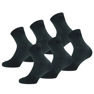 Image of Caterpillar Quarter Socks 6 Pairs Men&#039;s Work Socks, Height Above Ankle, Reinforced Toe Heel, Cotton (Anthracite, 9 11)