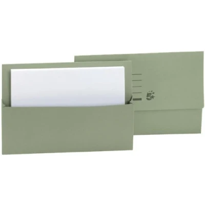 Image of 5 Star 297331 Office Document Wallet Half Flap 250gsm Capacity 32mm Foolscap Green [Pack 50]