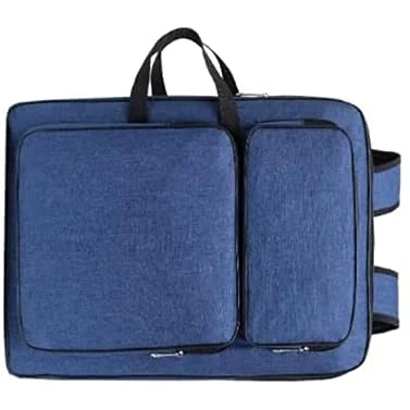 Image of A3 Art Portfolio Case Folder Waterproof Canvas Artwork Storage Portable Drawing Board Backpack Artist Carrying Tote Bag Large Painting Pads Organizer for Women Men,Navy