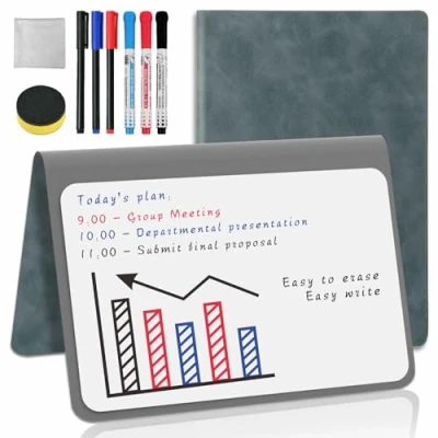 Image of Whiteboard A5 Light Blue Small Notebook Mini Desk with Erasable Pens Dry Erase to do List White Board for School Office Supplies Accessories (Light Blue, 1 Pack)