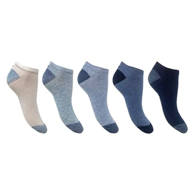 Image of Flexitop ladies trainer Liners 5 Pairs U.K. Size 4 7 liner socks, soft hold, comfort gentle grip sport socks (Multi Blue Mix)