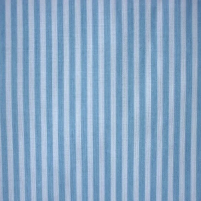 Image of Nortex Mill Blue &amp; White 3mm Stripe Polycotton Fabric (Per Metre)